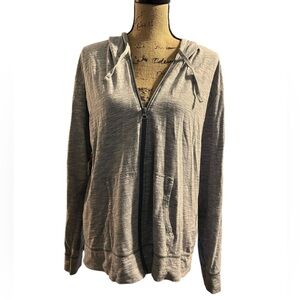 Hanes Lightweight Heather Gray Zip Front Hoodie with Pockets